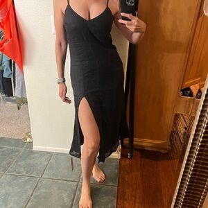 Reformation Black 100% Linen Dress Womens 4 Adjustable Straps Lightweight Casual